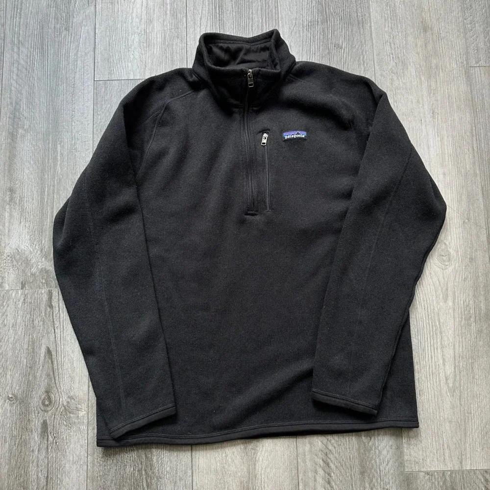 Patagonia Men's Size L Black 1/4 Zip Fleece Better Sweater Chest Pocket